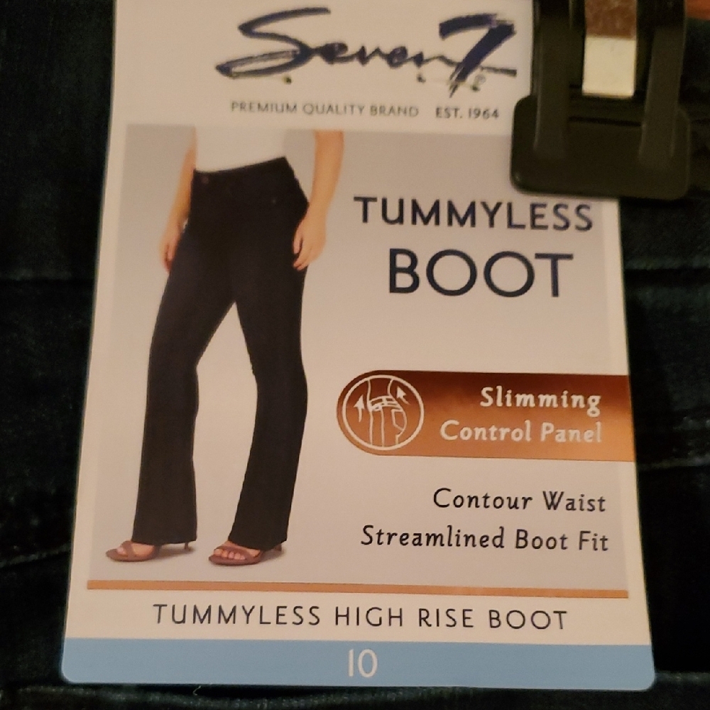 Seven7 Women's High Rise Tummyless Dark Indigo Boot Cut Jeans. Size 10 - Picture 2 of 8